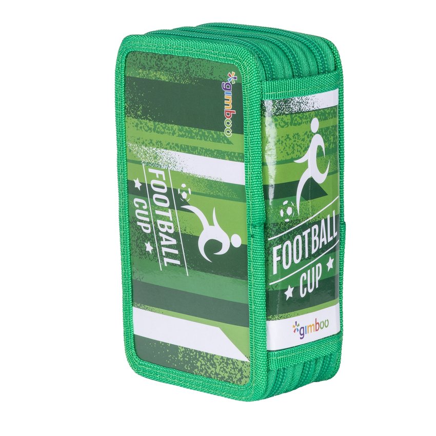 Piórnik szkolny GIMBOO z wyposażeniem 3 komory Soccer 2025 zielony