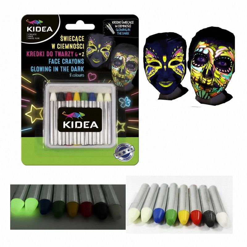Kredki Do Malowania Twarzy 6kol. + Świecące w Ciemności /Kidea