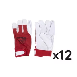 Rękawice Robocze Donau Safety Skóra Kozia Po Stronie Dłoni Rzep Rozm. 8/M Biało-Czerwone  /DONAU SAFETY 12 szt.