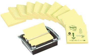 Bloczki Ekologiczne Post-It Z-Notes (C2014Y12-1) 76X76Mm 12X100 Kart. Żółte + Podajnik Gratis