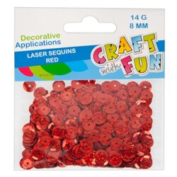 Cekiny laser okrągłe 8 mm czerwony  /Craft With Fun 439336