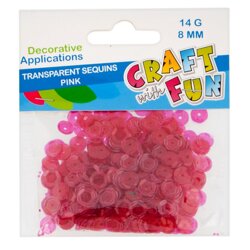 Cekiny transparentne okrągłe 8 mm różowe  /Craft With Fun 439330