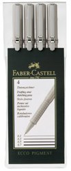 Cienkopisy Ecco Pigment 4 szt. Etui (0,1 : 0,3 : 0,5 : 0,7mm ) Czarne Faber-Castell