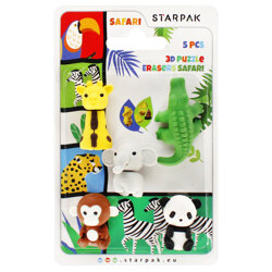 Gumka 3D Puzzle Safari 5szt. /Starpak