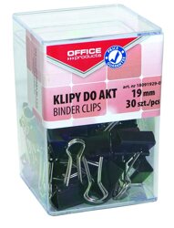 Klipy Do Dokumentów Office Products 19mm 30Szt. W Pudełku Czarne