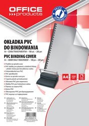 Okładki Do Bindowania Office Products PVC A4 200 mikr. 100Szt. Szare Transparentne