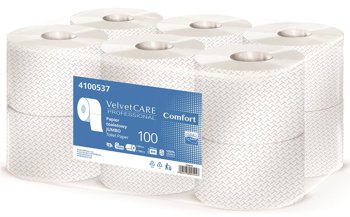 Papier Toaletowy Celulozowy Velvet Professional Jumbo 2-Warstwowy 800 Listków 100M 12Szt. Biały