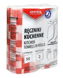 Ręczniki Kuchenne Celulozowe Office Products 2-Warstwowe 50 Listków 925M 2Szt. Białe