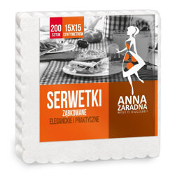 Serwetki 15x15 A'200 Ząbkowane Białe /Anna Zaradna