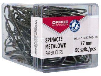 Spinacze Metalowe Office Products 77mm W Pudełku 50Szt. Srebrne