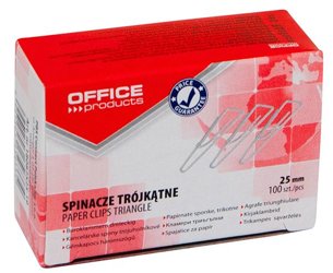 Spinacze Trójkątne Office Products 25mm 100Szt. Srebrne