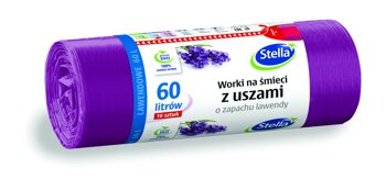 Worki Na Śmieci LDPE 60L A'16 z Uszami Lawendowe /Stella