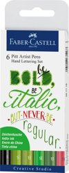 Zestaw Pitt Artist Pen Handlettering 6 szt. w Etui, Odcienie Zieleni Faber-Castell