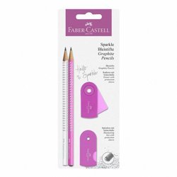 Zestaw Sparkle Pearly&Sleeve Różowy/Biały (2Xołówek+Temperówka+Gumka) Faber-Castell