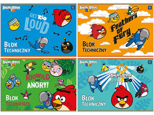 Blok Techniczny A4 10k Biały Angry Birds RIO /Interdruk