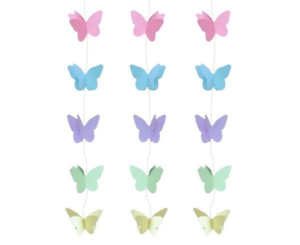 Dekoracja wisząca Pastel B&C Motylki Pastelowe, rozm. 7.5 cm, dł. 200 cm  /GoDan