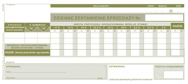 Dzienne Zestawienie Sprzedaży - Zbiorcze 1/3 A4 Offset R4-H /MiP