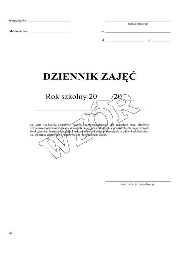 Dziennik Zajęć Pozalekcyjnych (MEN-I/6) 02190 /Typograf