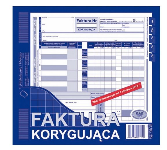 Faktura Korygująca 2/3 A4