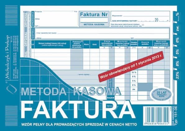 Faktura Netto A5 Metoda Kasowa Oryg.+1k 151-3E /MiP