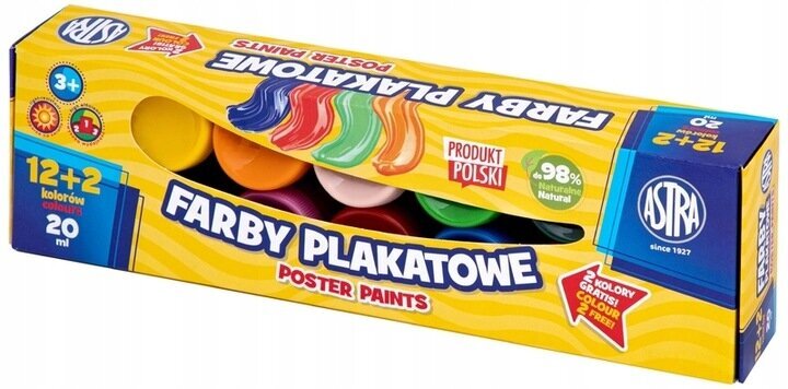 Farby plakatowe 20 ml x 12+2 kolory / Astra