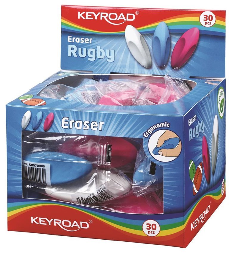 Gumka Uniwersalna Keyroad Rugby Pakowane Na Displayu Mix Kolorów