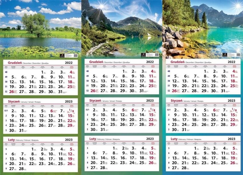 Kalendarz Trójdzielny 2023 Mix Wzorów  /Artsezon