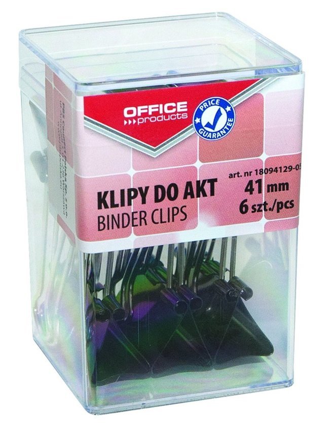 Klipy Do Dokumentów Office Products 41mm 6Szt. W Pudełku Czarne