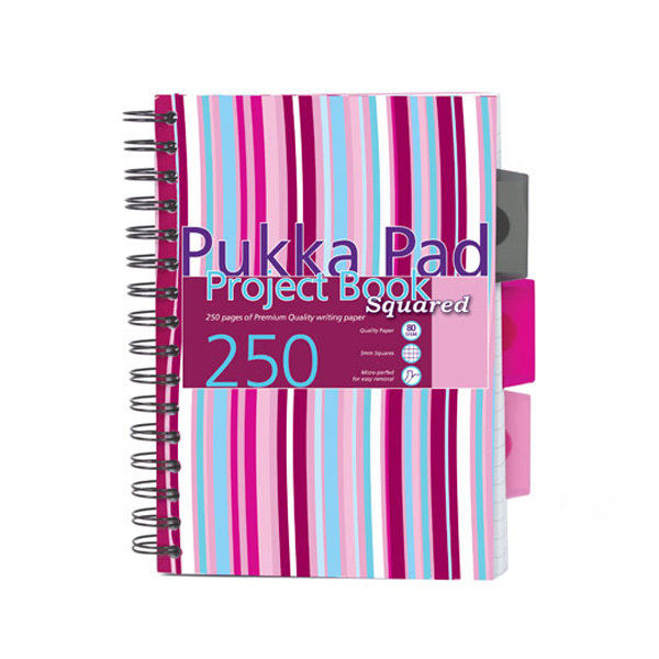 Kołozeszyt A5 250K Kr Project Book Stripe Różowy /Pukka Pad  PROBSQA5