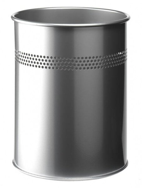 Kosz Na Śmieci 15 Litrowy Metalowy Okrągły Perforowany Srebrny /Durable 330023