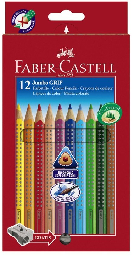 Kredki Jumbo Grip 12 Kol. Opakowanie Karton + Temperówka Faber-Castell