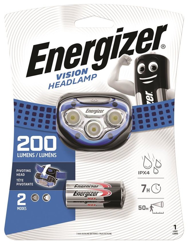 Latarka czołowa ENERGIZER Headlight Vision + 3szt. baterii AAA, niebieska