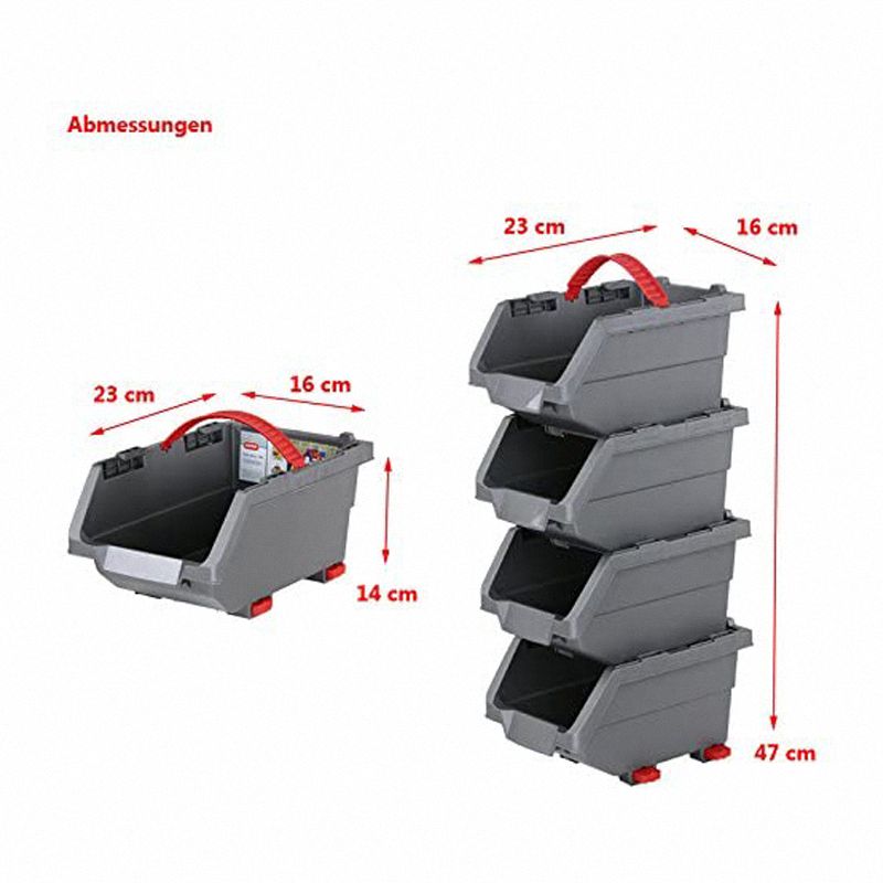 Mały zestaw pojemników CLICK BIN 4x0,45L Srebrny / Curver 230793