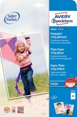 Papier Fotograficzny Powlekany 125g 20szt. Avery 210x297 Biały Wyskołyszczący No.2554