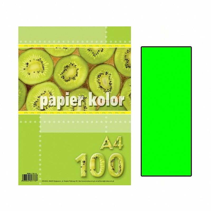 Papier Xero A4 A'100 80g Zielony Fluo /Kreska
