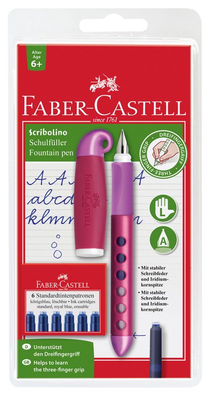 Pióro Wieczne Scribolino Dla Leworęcznych + 6 Naboi Blister Faber-Castell