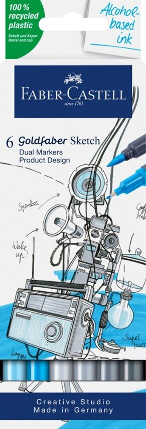 Pisak Goldfaber Sketch Dwustronny Zestaw Product Design 6 Kol. Faber-Castell