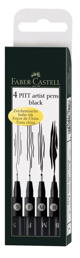 Pitt Artist Pen Czarny 199 Etui 4 szt. Faber-Castell