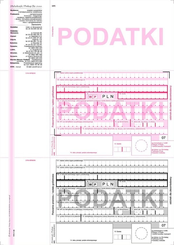 Polecenie Przel. Podatki Do Nadr. (2-odc.) A'100 F-130-2 /MiP