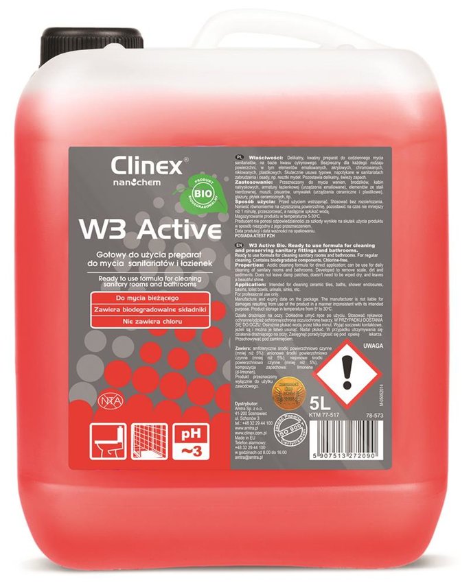 Preparat Clinex W3 Active Bio 5L 77-517 Do Mycia Sanitariatów I Łazienek