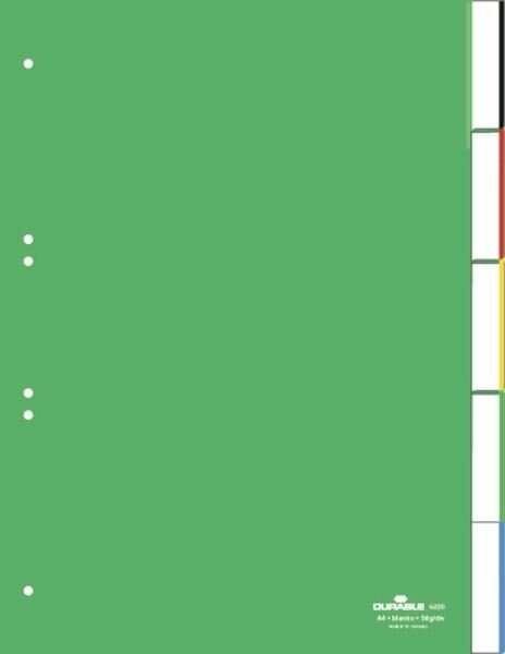 Przekładki do Segregatorów 1-5 Indeksy Strona Tytułowa Zgrzane PP A4 Zielone /Durable 622005