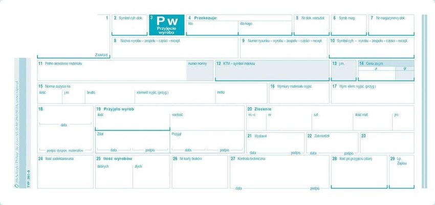 Pw Przyjęcie Wyrobu (1-poz.) 1/3 A4 Wielok. Poziom 381-8 /MiP