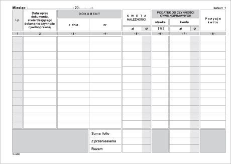 Rejestr Podatku od Czynn. Cywilnoprawnych A5 Offset K19 /MiP