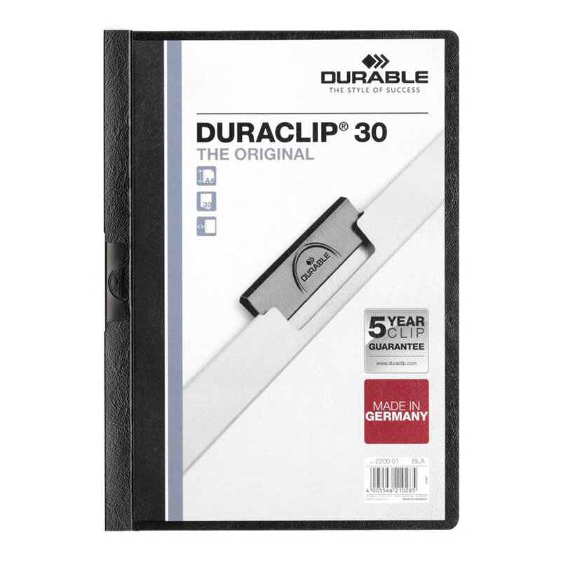 Skoroszyt z Klipem A4 PVC Duraclip 30 Kartek Biały /Durable 220002
