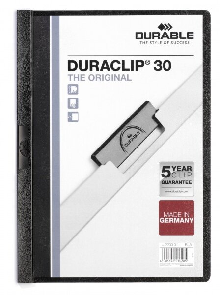Skoroszyt z Klipem A4 PVC Duraclip 30 Kartek Czarny /Durable 220001