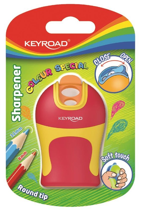 Temperówka Keyroad Soft Touch Plastikowa Podwójna Ostrzenie Zaokrąglone Blister Mix Kolorów