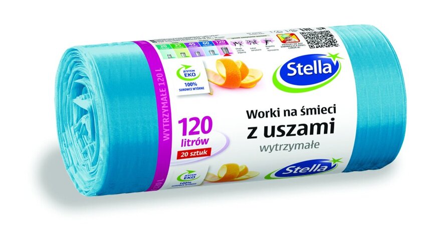 Worki Na Śmieci HD-LD 120L A'20 z Uszami Wytrzymałe Niebieskie /Stella