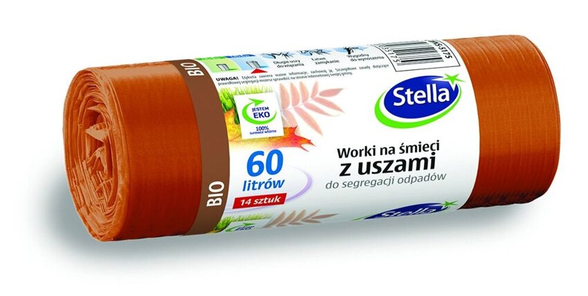 Worki Na Śmieci LDPE Do Segregacji Odpadów „BIO” 60L A'14 z Uszami Brązowe /Stella