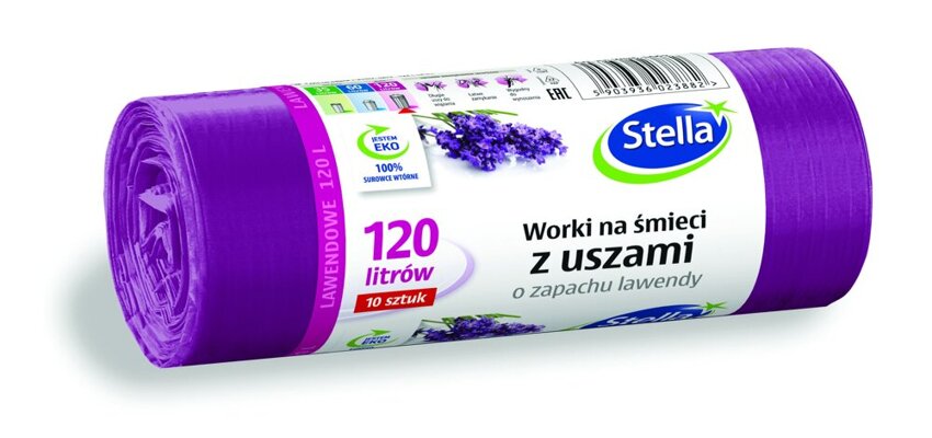 Worki Na śmieci LDPE 120L A'10 z Uszami Lawendowe /Stella