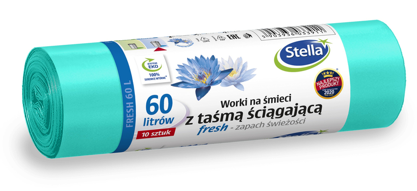 Worki na śmieci z taśmą FRESH świeży zapach 60L 10szt / Stella